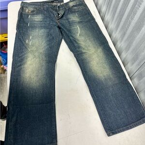 Y2K Rocawear Men's Distressed Blue Jeans